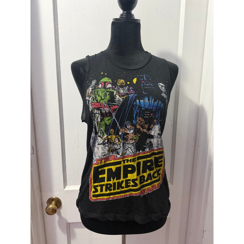 Star Wars The Empire Strikes Back Graphic Muscle Tank Top Black XS Retro Comic
